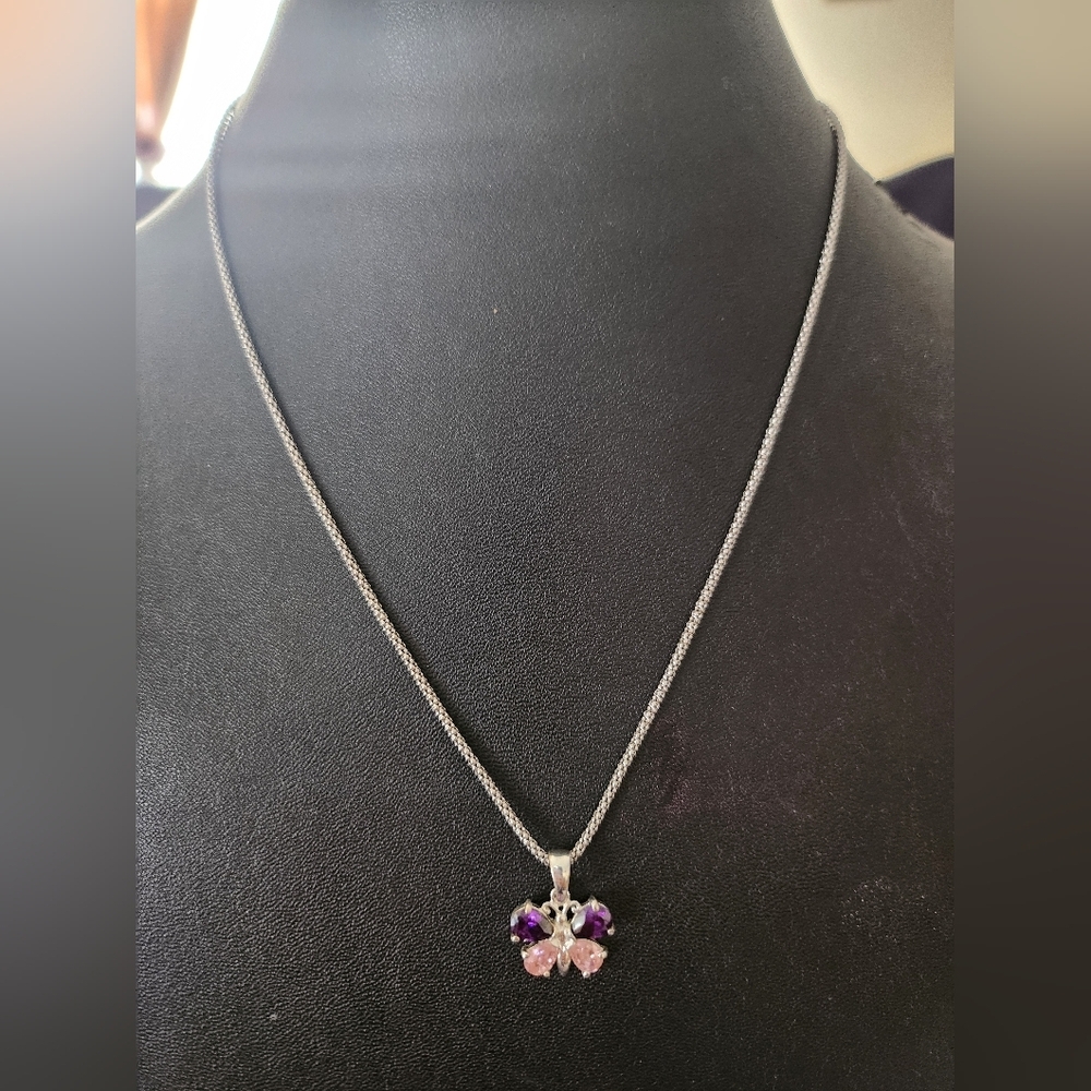 925 Sterling Silver necklace with butterfly pendant